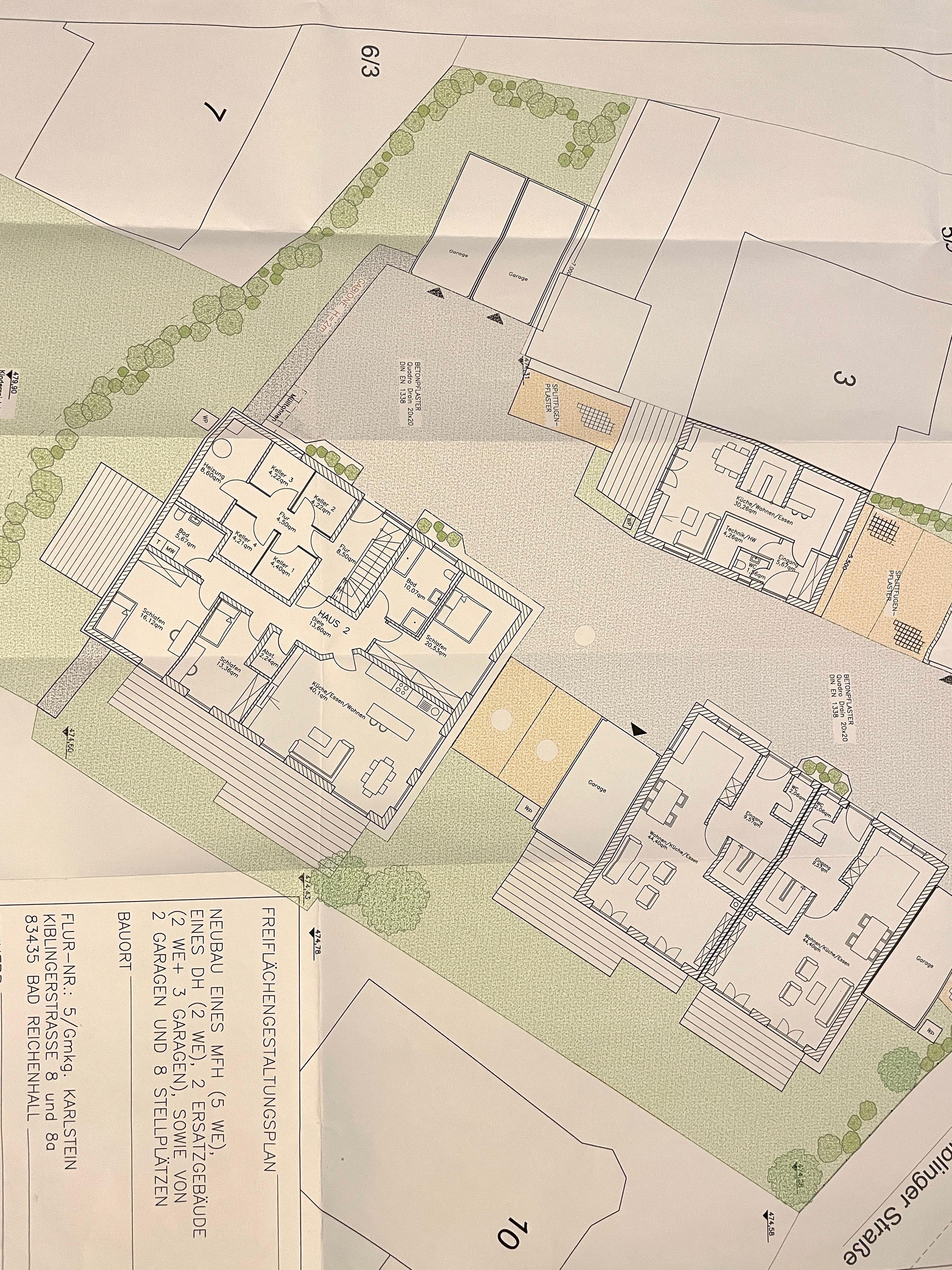 Freiflächenplan - Planung Wohnensemble - Projekt KS08 Reichenhall | © HausBauHaus GmbH 